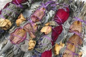 Sage Lavender Smudge with Rose Petals
