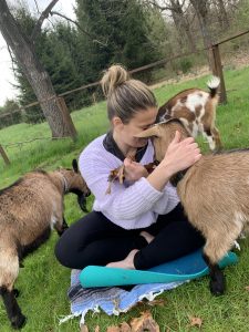 Shannon with goats