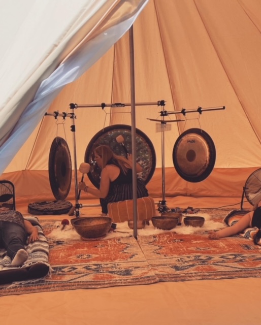 Sound healing in tent